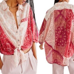 Free People Sun Valley button down top L NWT
